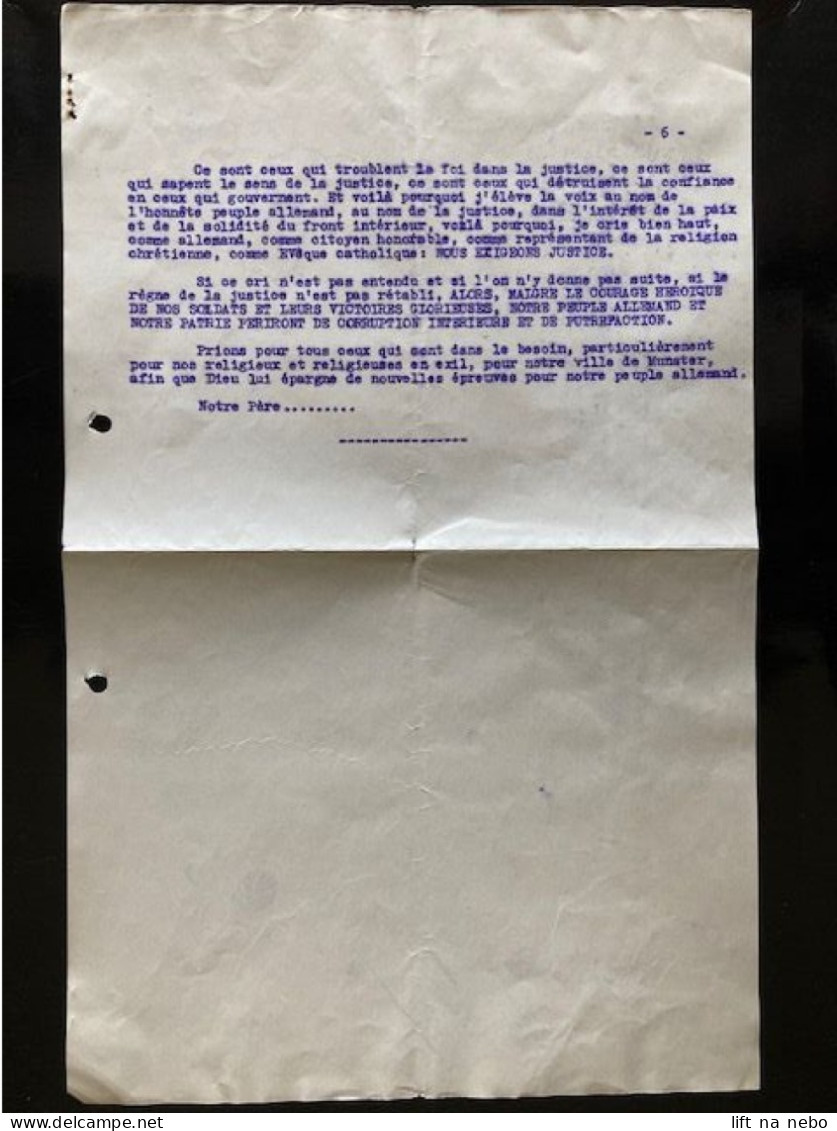 Tract Presse Clandestine Résistance Belge WWII WW2 'Sermon Prononcé En L'Eglise Saint Lambert' Six Pages - Documents