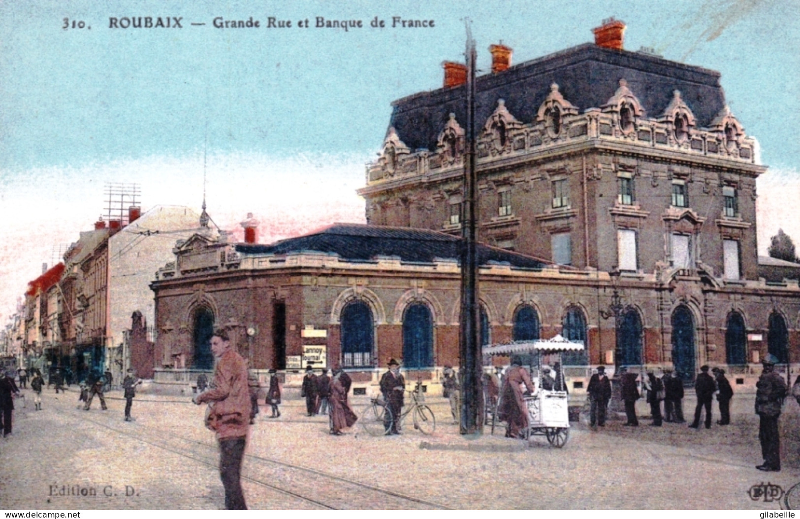 59 - ROUBAIX - Grande Rue Et Banque De France - Marchand De Glaces - Roubaix