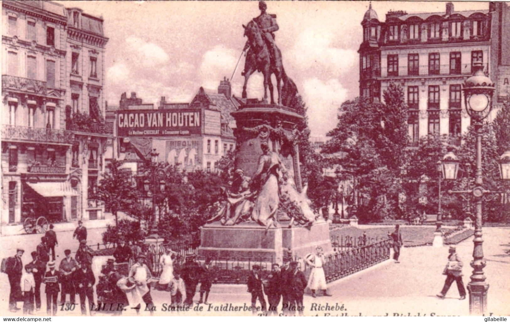 59 - LILLE - La Statue De Faidherbe Et Place Richebé - Lille