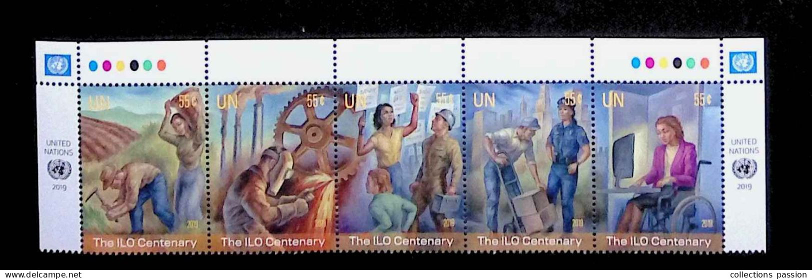CL, Blocs-feuillets, Block, UN, United Nations, NY, New York, 2019, The ILO Centenary, Frais Fr 1.85 E - Ongebruikt