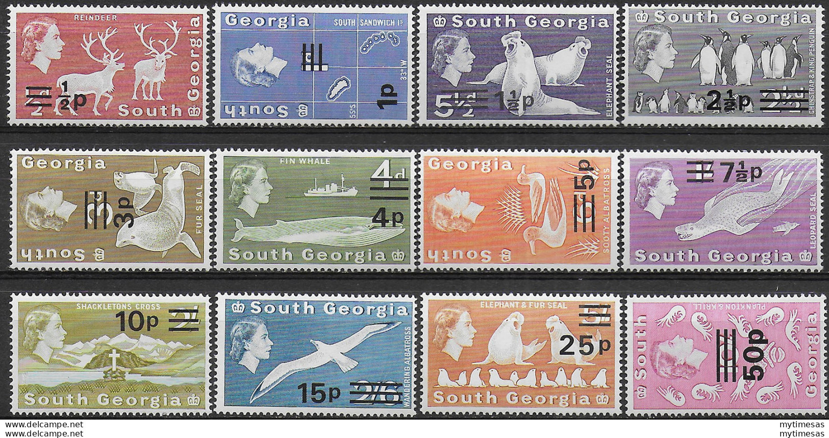 1977 South Georgia Antarctic Animals 12v. MNH Michel N. 59/70 - Sonstige & Ohne Zuordnung
