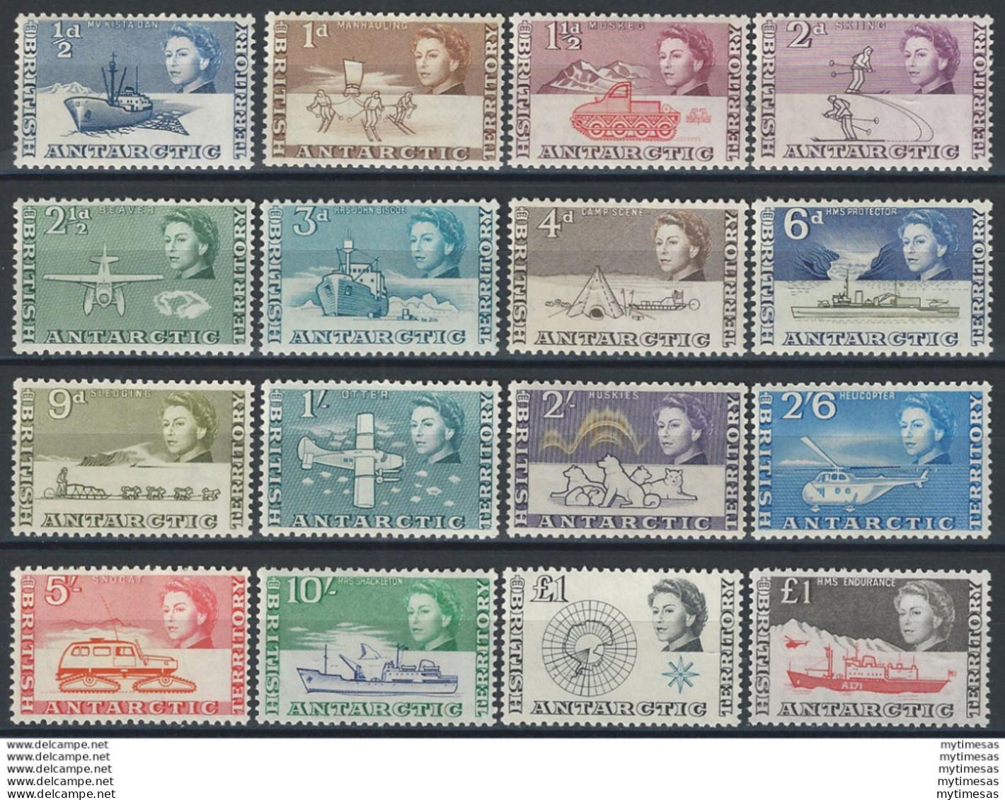 1963-69 British Antarctic Territory 16v. MNH SG N. 1/16 - Andere & Zonder Classificatie