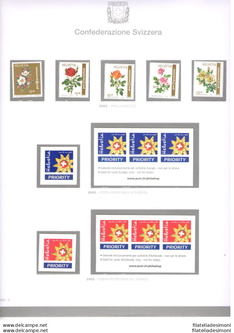 2002 SVIZZERA  Annata Completa Su Fogli Bolaffi MNH** - Andere & Zonder Classificatie