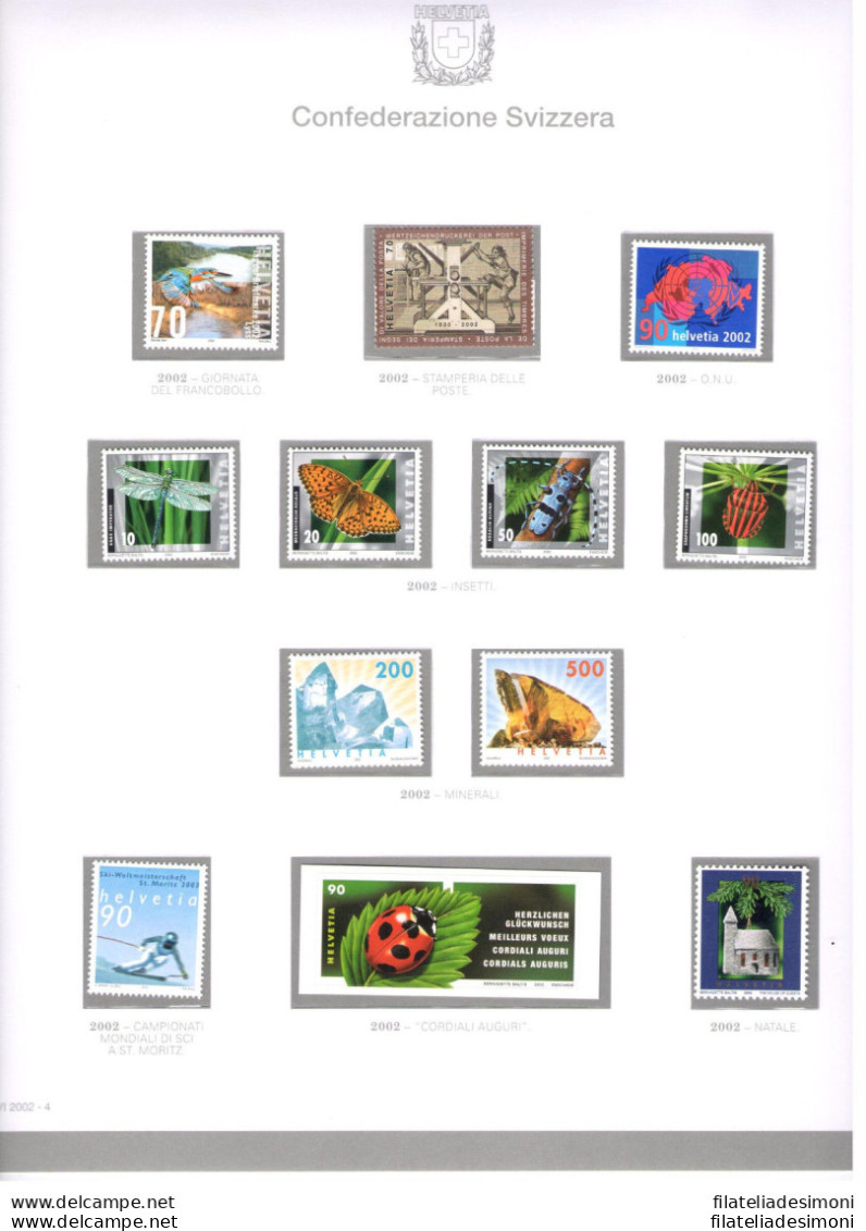 2002 SVIZZERA  Annata Completa Su Fogli Bolaffi MNH** - Andere & Zonder Classificatie