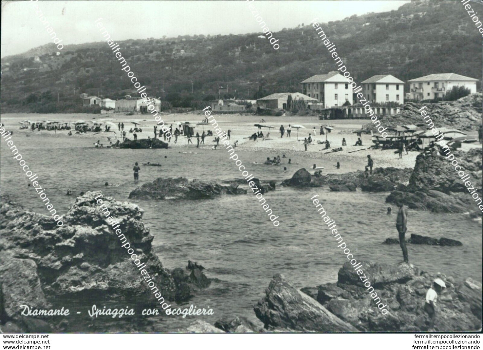 Bi427 Cartolina Diamante Spiaggia Con Scogliera Provincia Di Cosenza - Cosenza