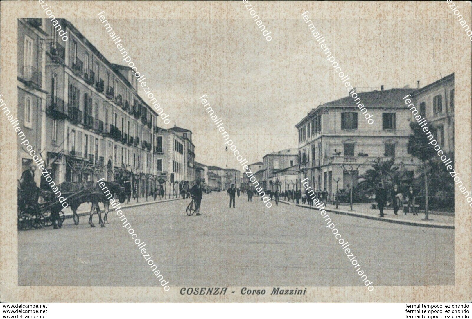 Bg488 Cartolina Cosenza Citta' Corso Mazzini 1935 - Cosenza