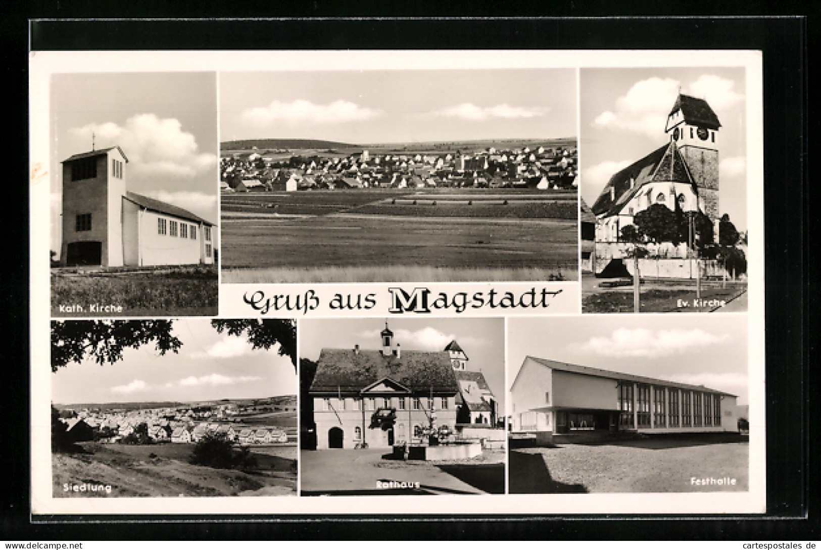AK Magstadt, Rathaus, Festhalle, Ev. Und Kathol. Kirche, Ortsansicht  - Sonstige & Ohne Zuordnung