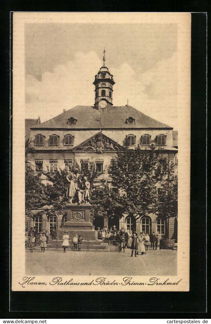 AK Hanau, Rathaus Und Brüder-Grimm-Denkmal  - Hanau