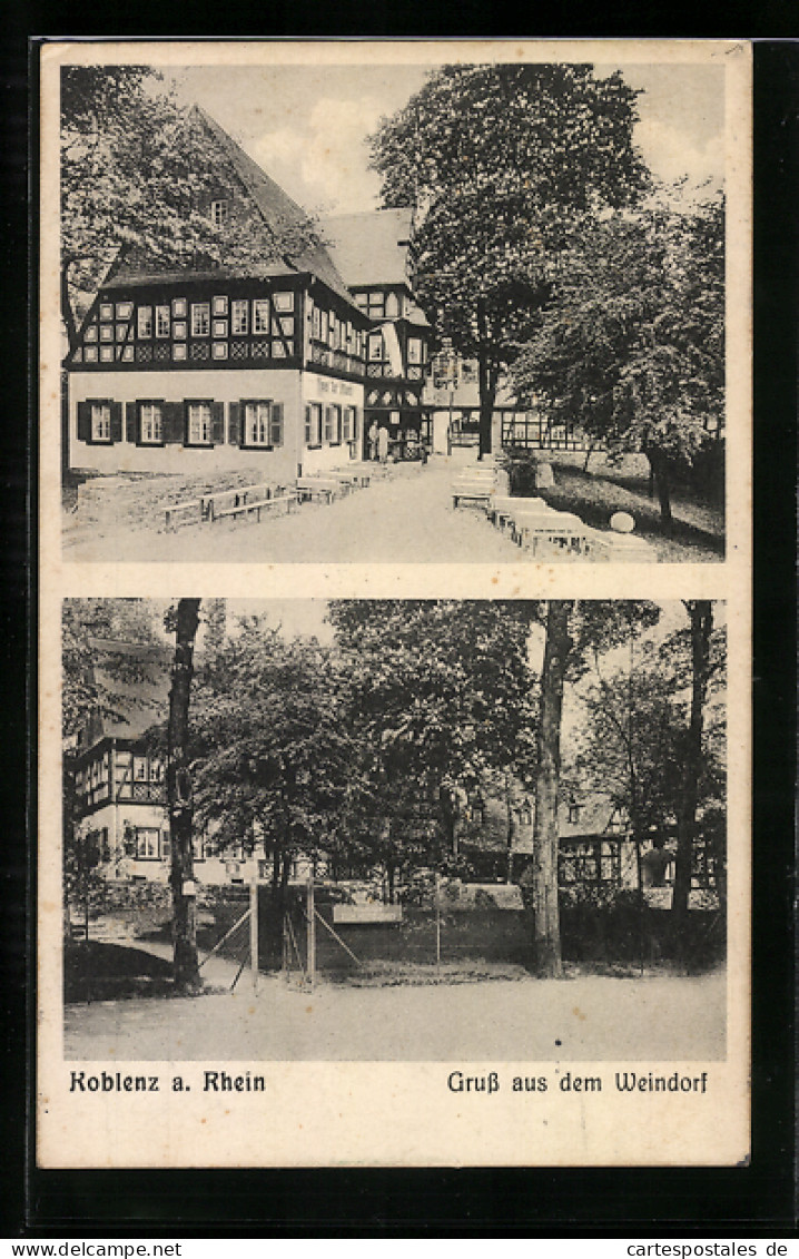 AK Koblenz A. Rhein, Gruss Aus Dem Weindorf Mit Gasthaus  - Koblenz