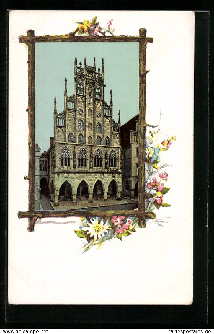 AK Münster I. W., Das Rathaus In Einem Holzrahmen  - Muenster