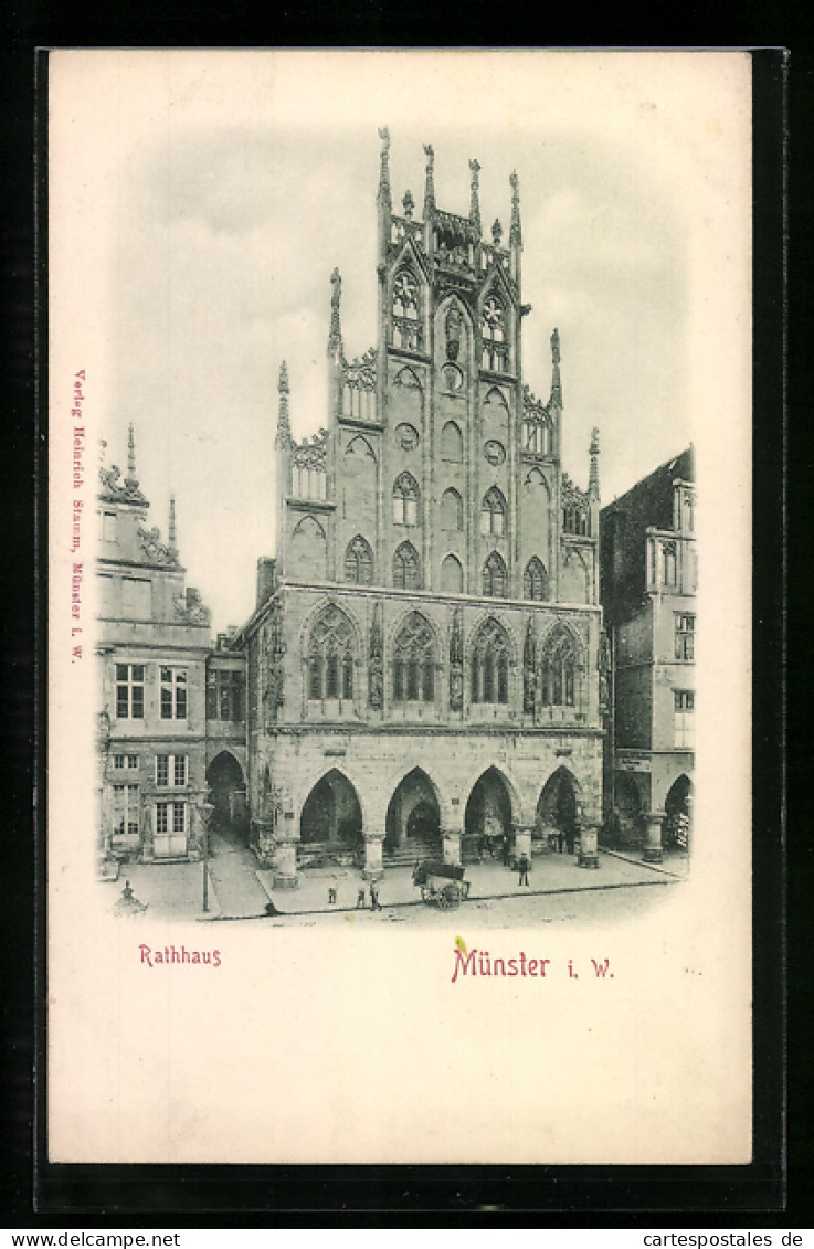 Relief-AK Münster I. W., Passanten Vor Dem Rathaus  - Andere & Zonder Classificatie