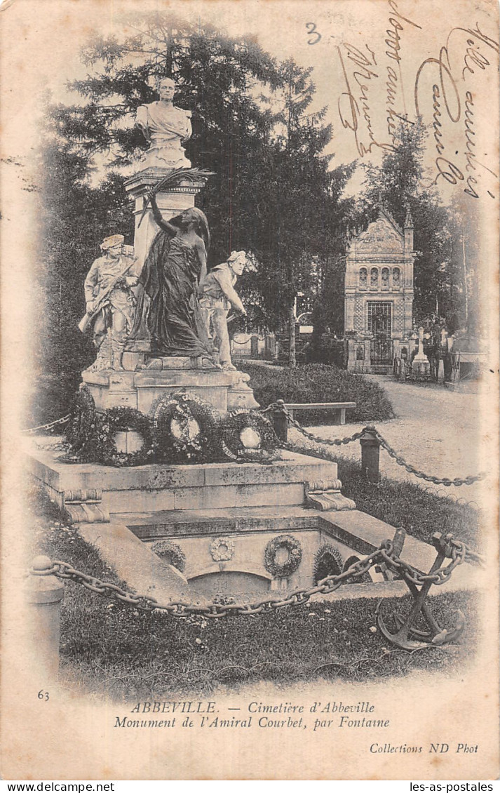 80 ABBEVILLE LE CIMETIERE MONUMENT AMIRAL COURBET - Abbeville