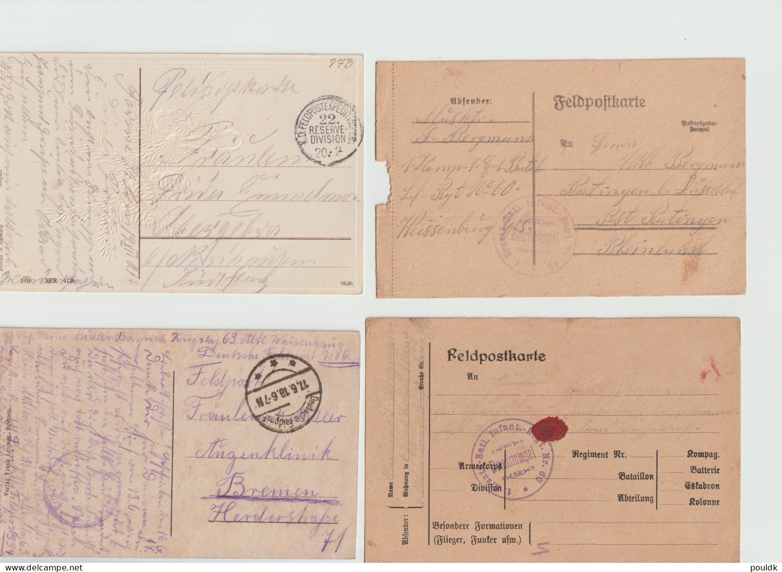 Ten Feldpost Covers/cards From World War 1. Postal Weight Approx 99 Gramms. Please Read Sales Conditions - Militaria