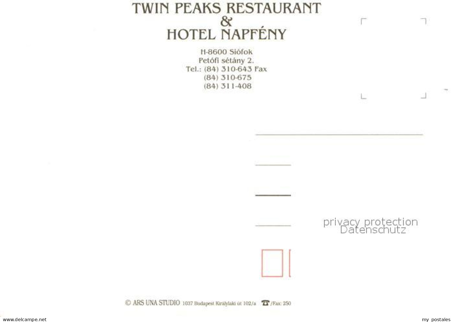 73741953 Siofok Twin Peaks Restaurant Hotel Napfeny Siofok - Hongrie