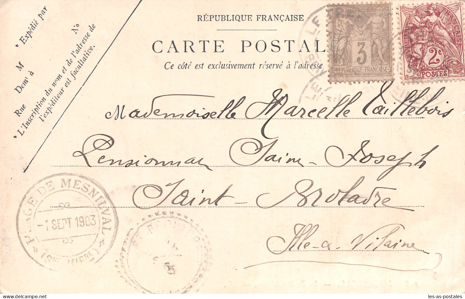76 MESNIL VAL LE PETIT CHÂTEAU CACHET 1903 - Mesnil-Val