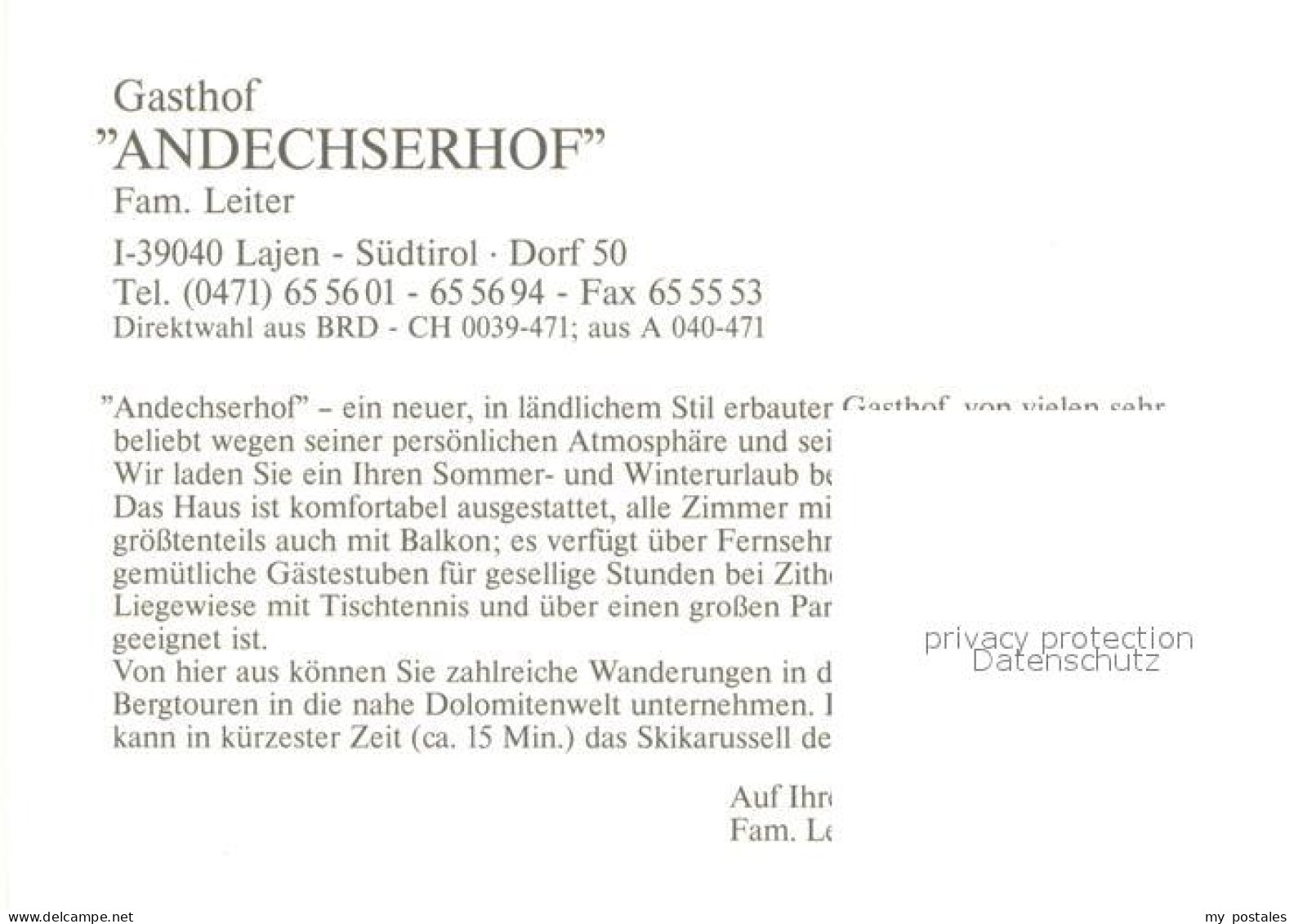 73741832 Lajen Suedtirol Gasthof Andechserhof Gaststube Badezimmer Terrasse Zimm - Autres & Non Classés