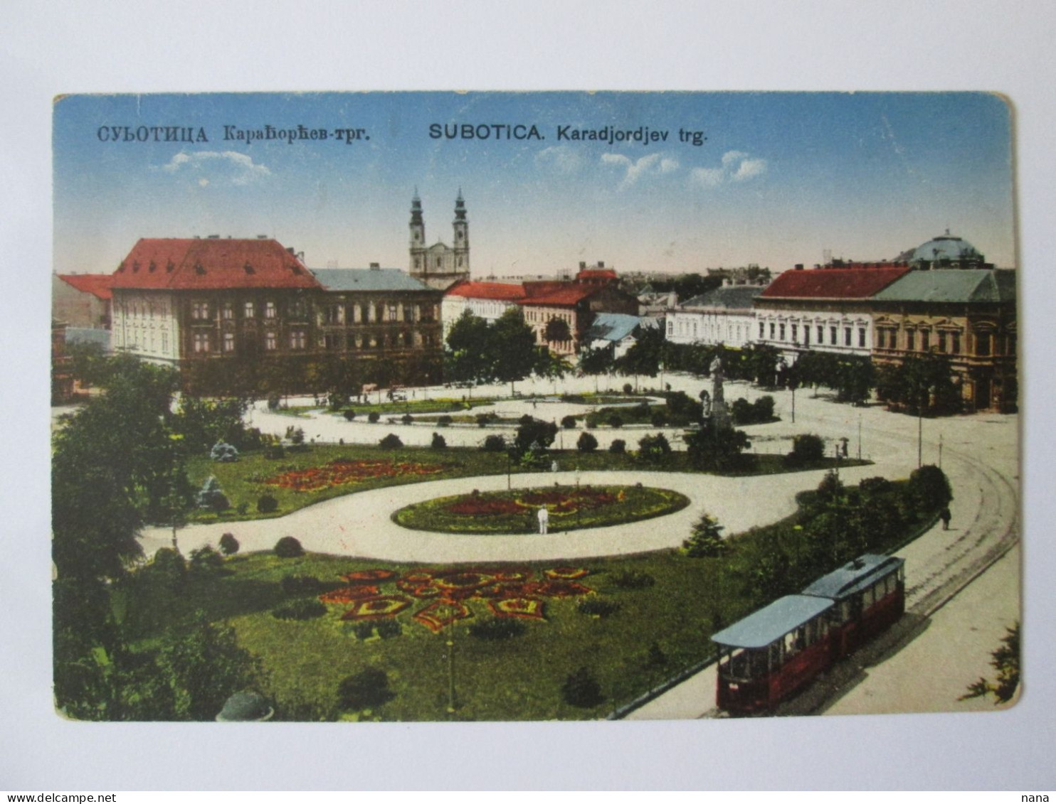 Serbia-Subotica:Place Karadjordjev,tramway,carte Pos.1935/Karadjordjev Square,tram 1935 Mailed Post. - Serbia