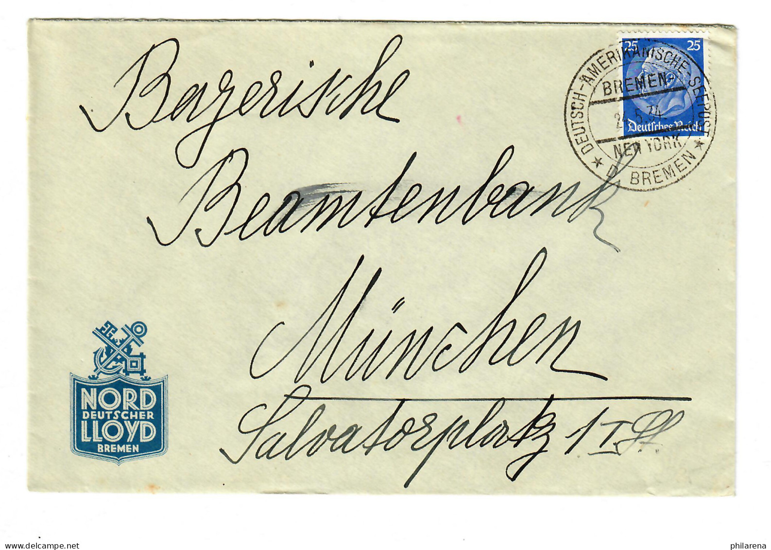 Deutsch-Amerikanische Seepost-New York-Bremen 1934 - Lettres & Documents
