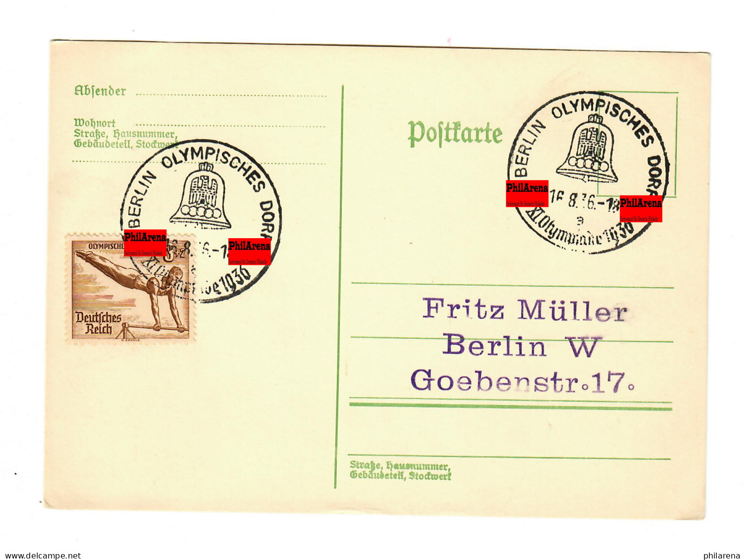 Stempelbeleg Olympisches Dorf 1936, Berlin - Lettres & Documents