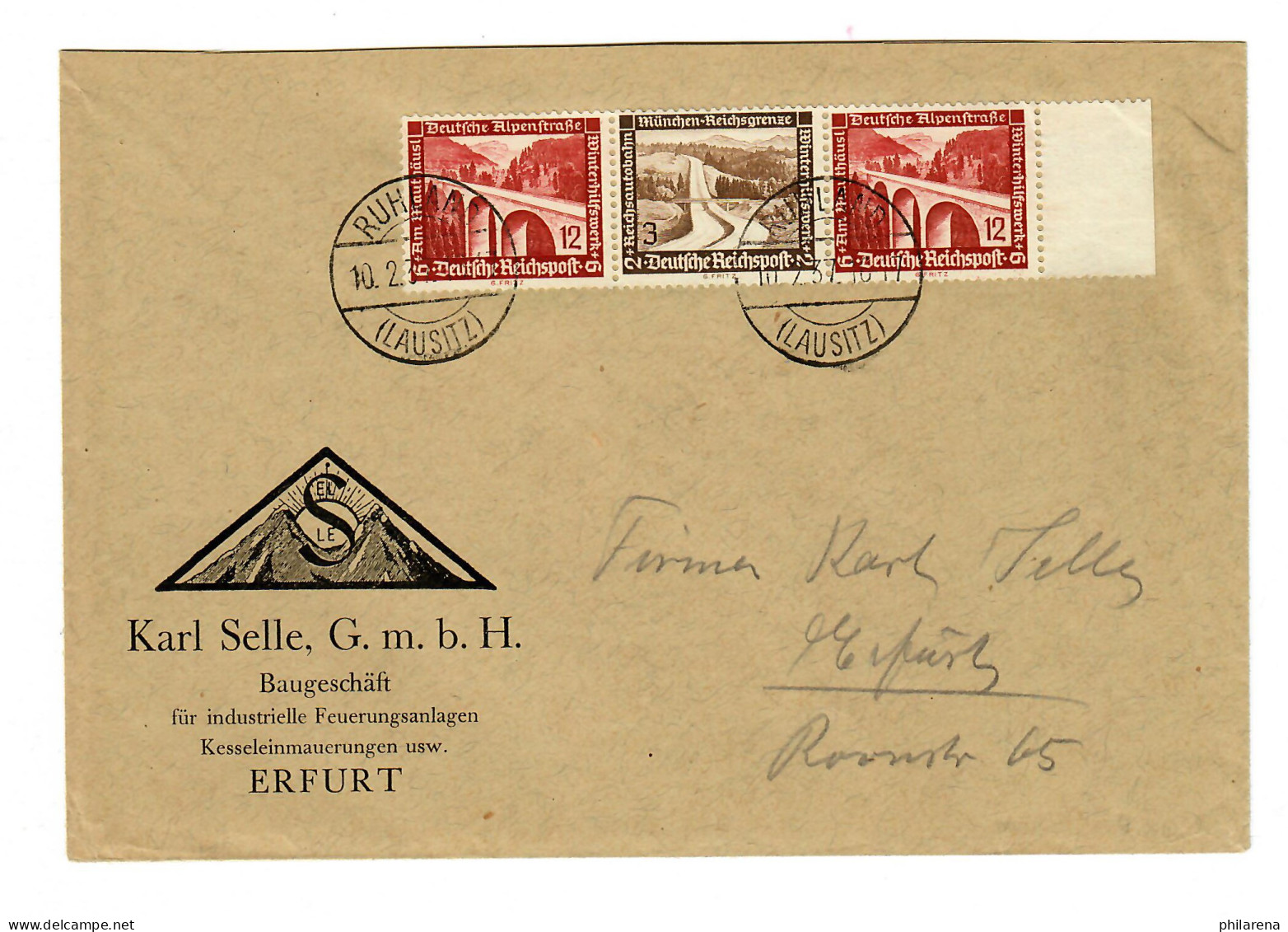Brief Von Leuna Mit Zusammendruck, Nach Erfurt, 1937 - Covers & Documents