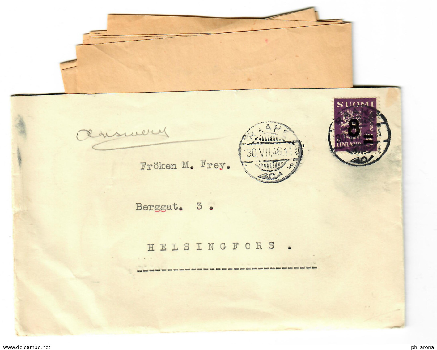 Brief Von Raahe 1946 Mit Briefinhalt Nach Helsingfors - Other & Unclassified