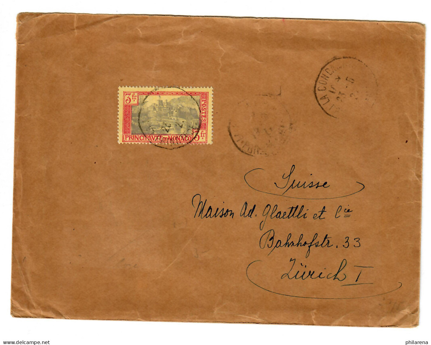 Brief Aus Monaco Nach Zürich, 1927 - Altri & Non Classificati
