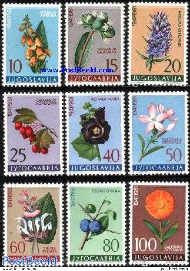 Yugoslavia 1961 Flowers 9v, Mint NH, Nature - Flowers & Plants - Unused Stamps
