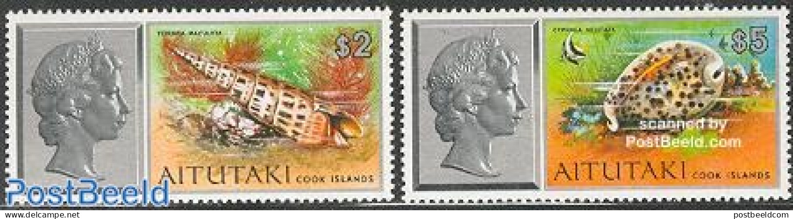 Aitutaki 1975 Definitives, Shells 2v, Mint NH, Nature - Shells & Crustaceans - Meereswelt