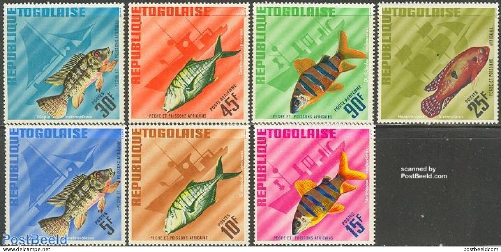 Togo 1967 Fish 7v, Mint NH, Nature - Transport - Fish - Ships And Boats - Vissen