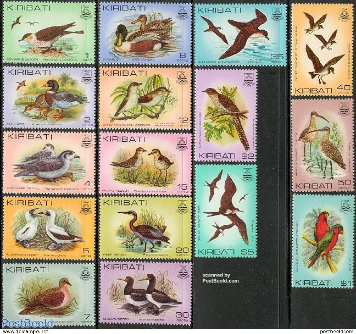 Kiribati 1982 Definitives, Birds 16v, Mint NH, Nature - Birds - Ducks - Parrots - Kiribati (1979-...)
