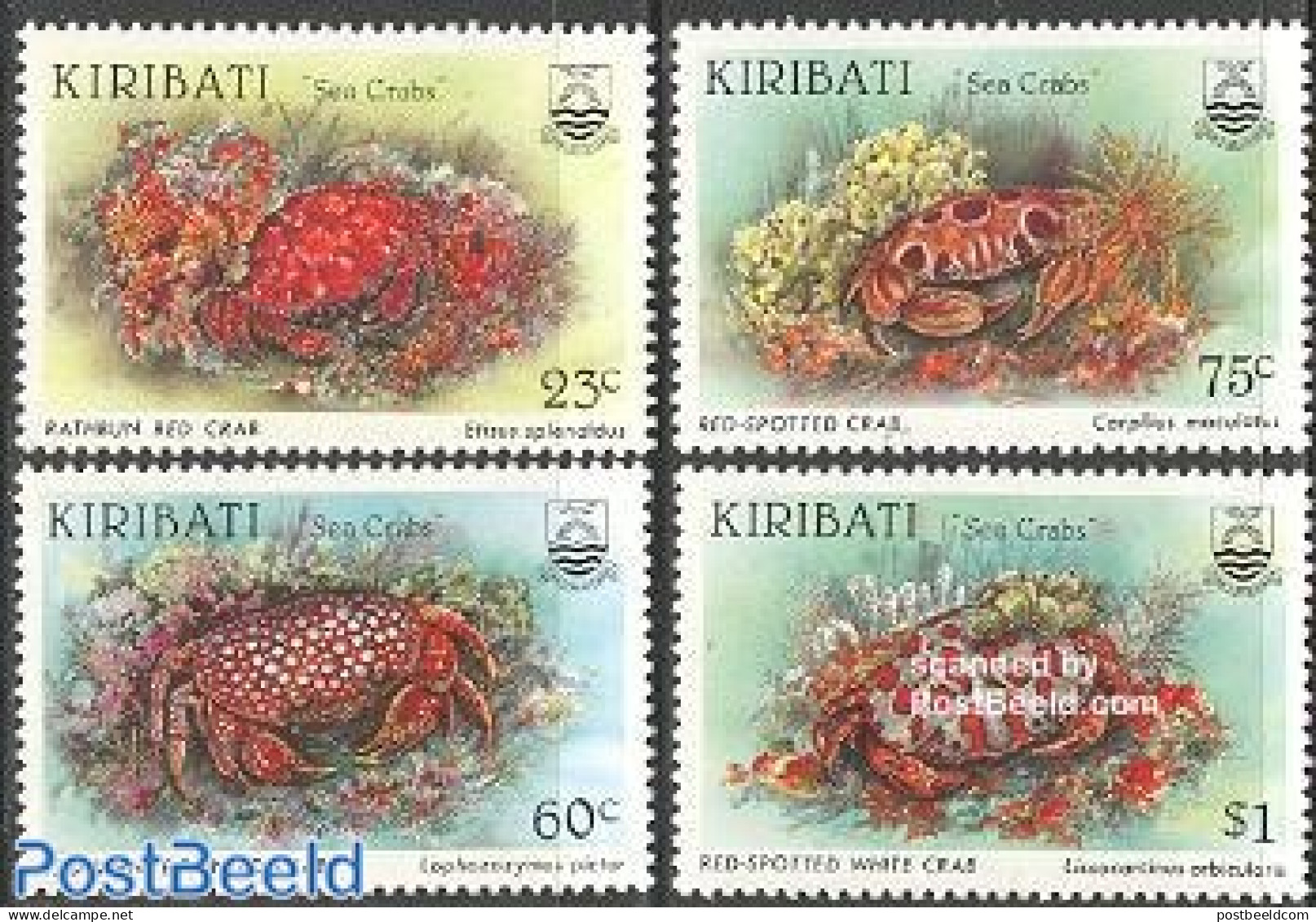 Kiribati 1996 Crabs 4v, Mint NH, Nature - Shells & Crustaceans - Crabs And Lobsters - Mundo Aquatico