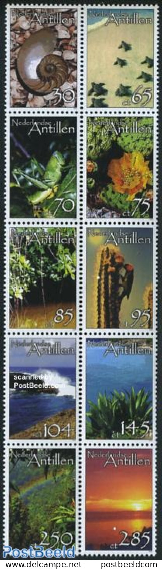 Netherlands Antilles 2007 Nature 10v Sheetlet, Mint NH, Nature - Animals (others & Mixed) - Cacti - Flowers & Plants -.. - Sukkulenten