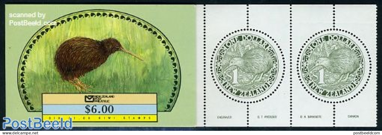 New Zealand 1988 Kiwi Bird Booklet, Mint NH, Nature - Birds - Stamp Booklets - Nuevos