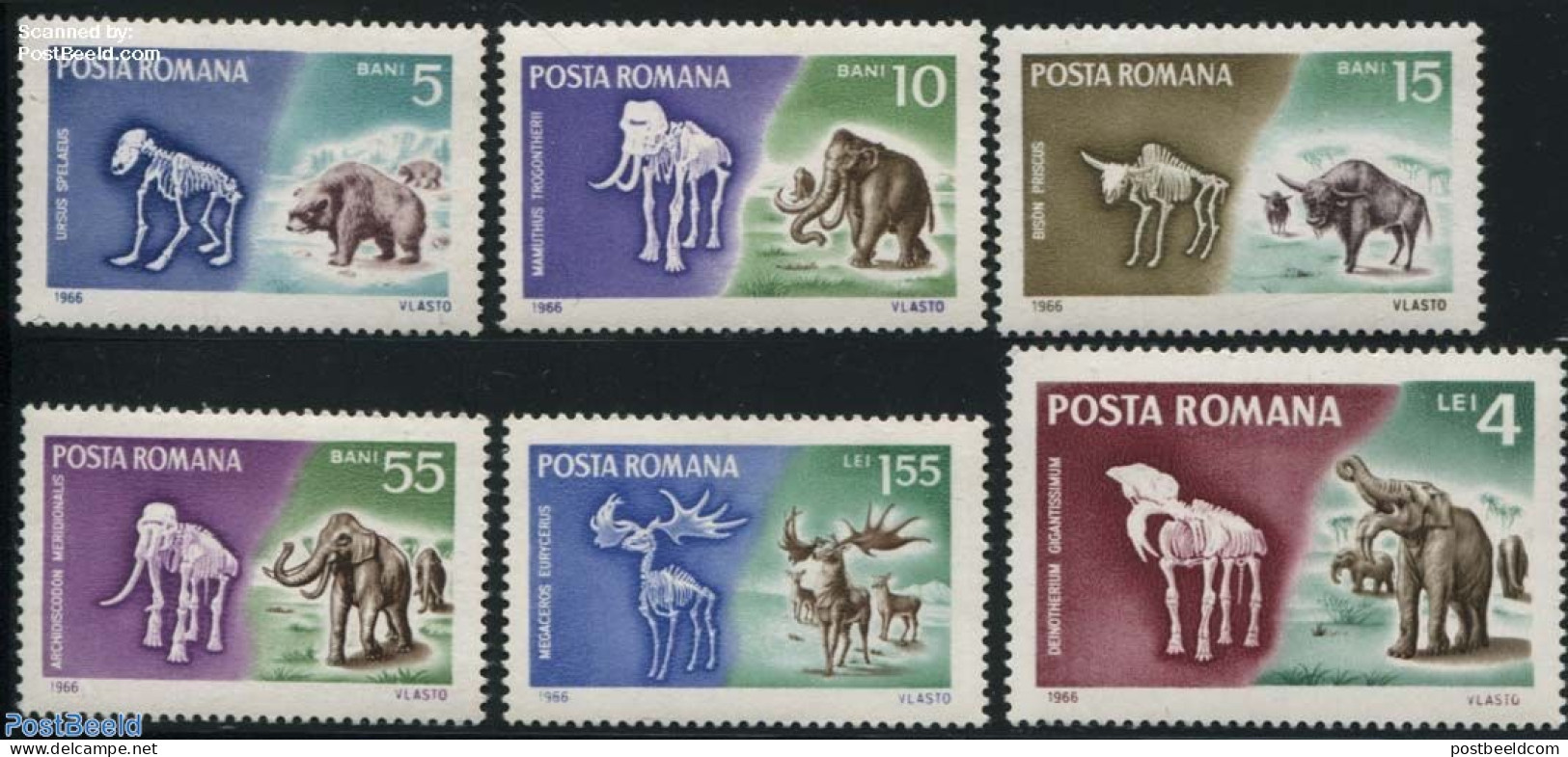 Romania 1966 Prehistoric Animals 6v, Mint NH, Nature - Elephants - Prehistoric Animals - Nuovi