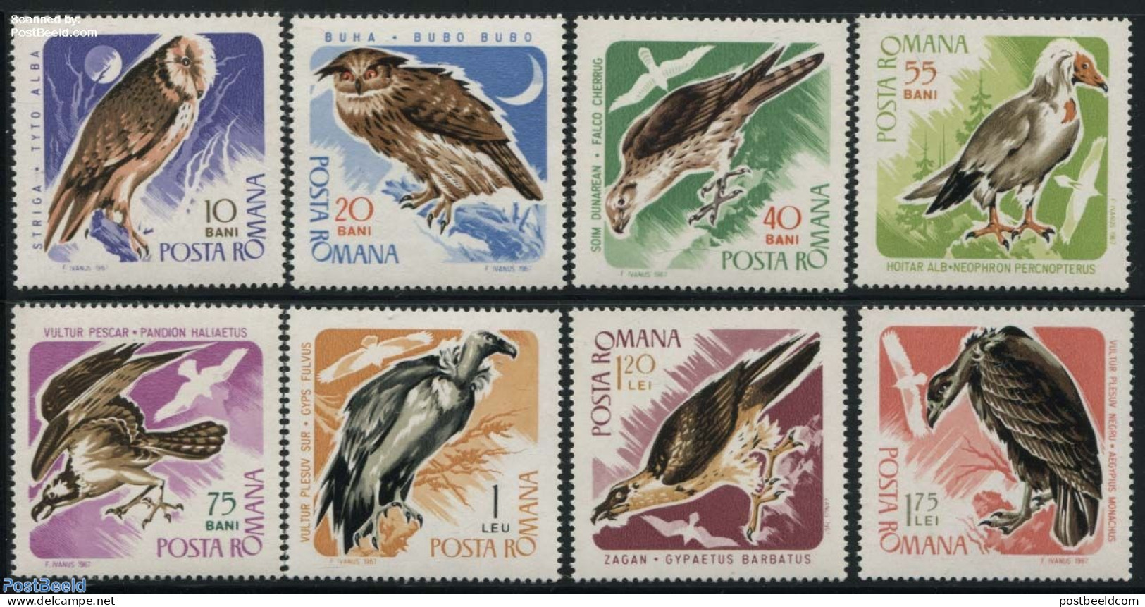 Romania 1967 Birds 8v, Mint NH, Nature - Birds - Birds Of Prey - Owls - Neufs