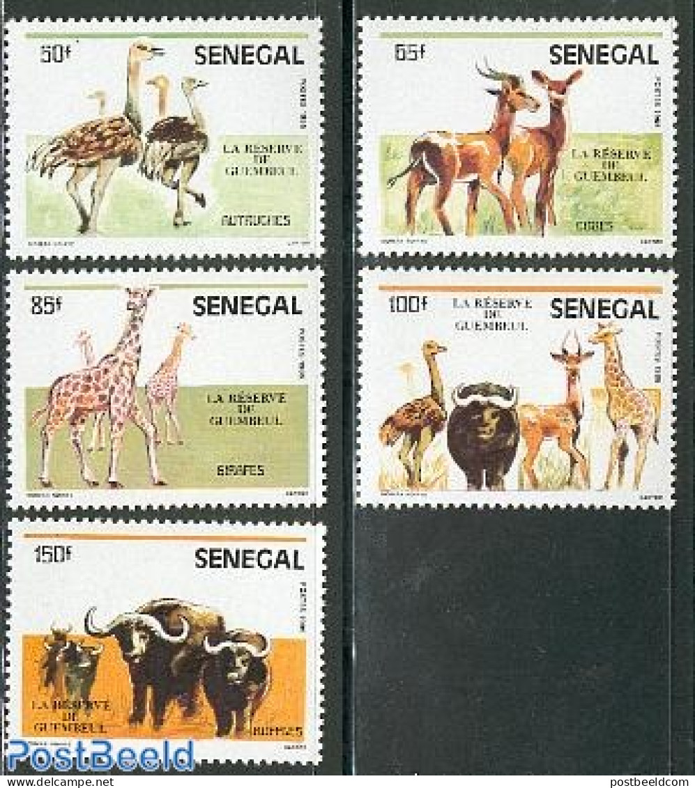 Senegal 1986 Guembeul Park 5v, Mint NH, Nature - Animals (others & Mixed) - Birds - Giraffe - National Parks - Natur