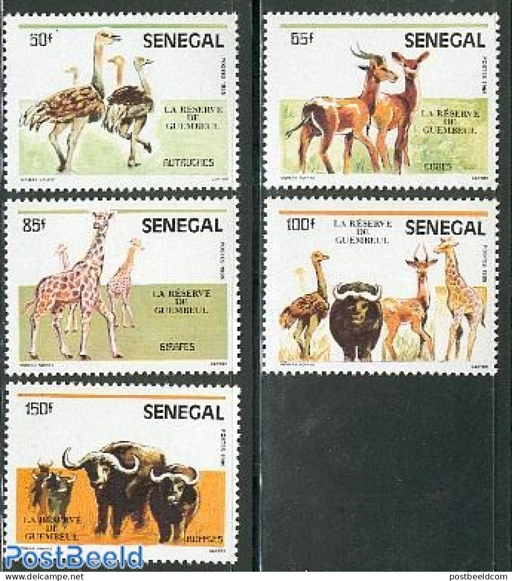 Senegal 1986 Guembeul Park 5v, Mint NH, Nature - Animals (others & Mixed) - Birds - Giraffe - National Parks - Nature