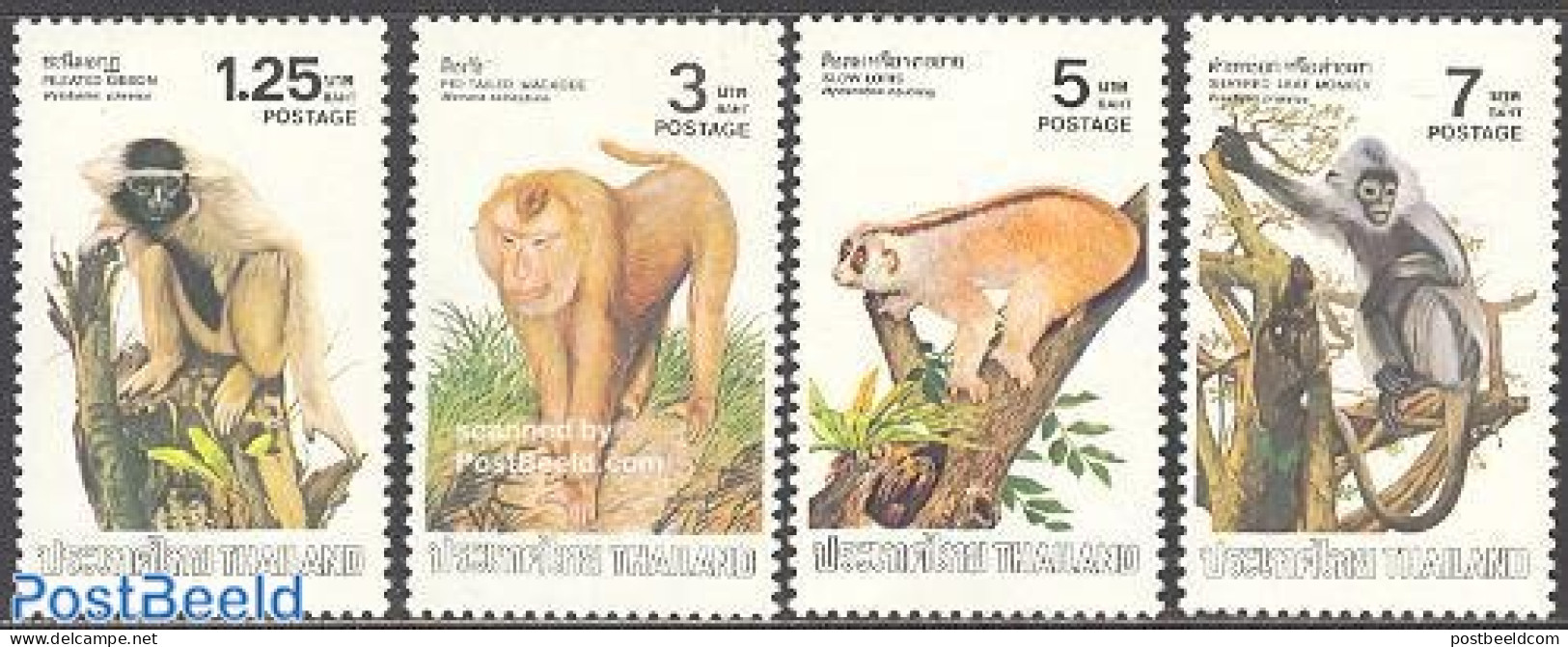 Thailand 1982 Monkeys 4v, Mint NH, Nature - Animals (others & Mixed) - Monkeys - Thaïlande