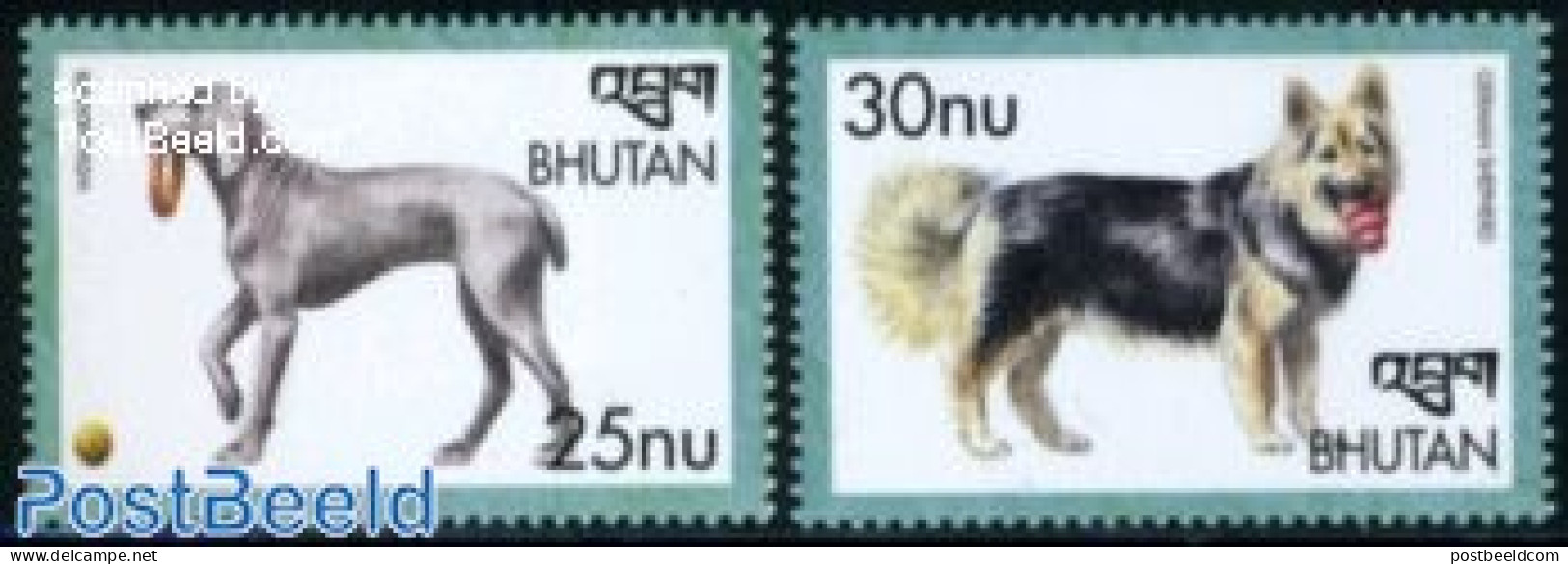 Bhutan 1999 Dogs 2v, Mint NH, Nature - Dogs - Bhutan