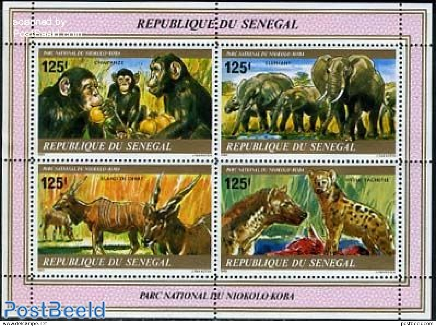 Senegal 1980 Niokolo Kaba Park S/s, Mint NH, Nature - Animals (others & Mixed) - Elephants - Monkeys - Senegal (1960-...)