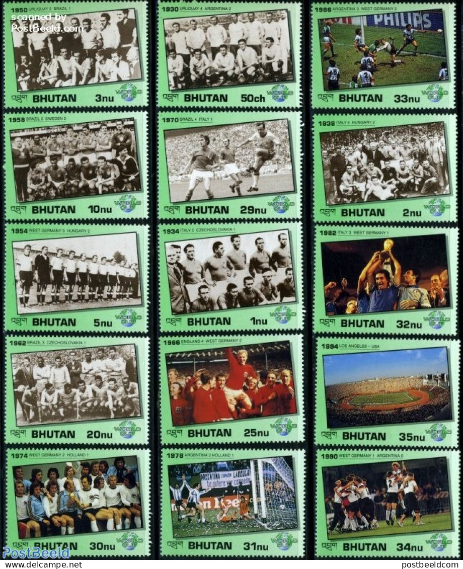 Bhutan 1991 W.C. Football History 15v, Mint NH, Sport - Football - Bhutan