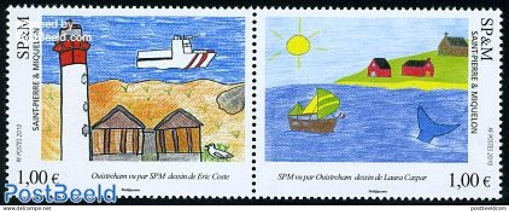 Saint Pierre And Miquelon 2010 Childrens Drawings 2v [:], Mint NH, Transport - Various - Ships And Boats - Lighthouses.. - Schiffe