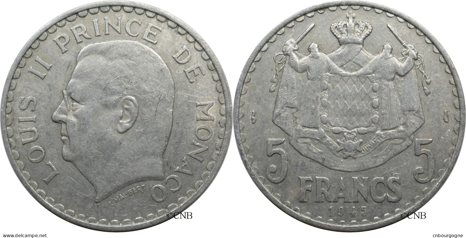 Monaco - Principauté - Louis II - 5 Francs 1945 - TTB/XF45 - Mon6133 - 1922-1949 Louis II