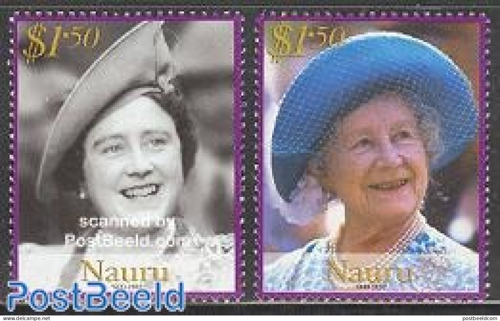 Nauru 2002 Queen Mother 2v, Mint NH, History - Kings & Queens (Royalty) - Koniklijke Families