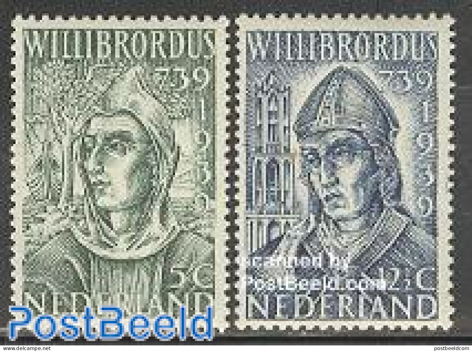 Netherlands 1939 Willibrord 2v, Mint NH, Religion - Transport - Churches, Temples, Mosques, Synagogues - Religion - Sh.. - Ungebraucht
