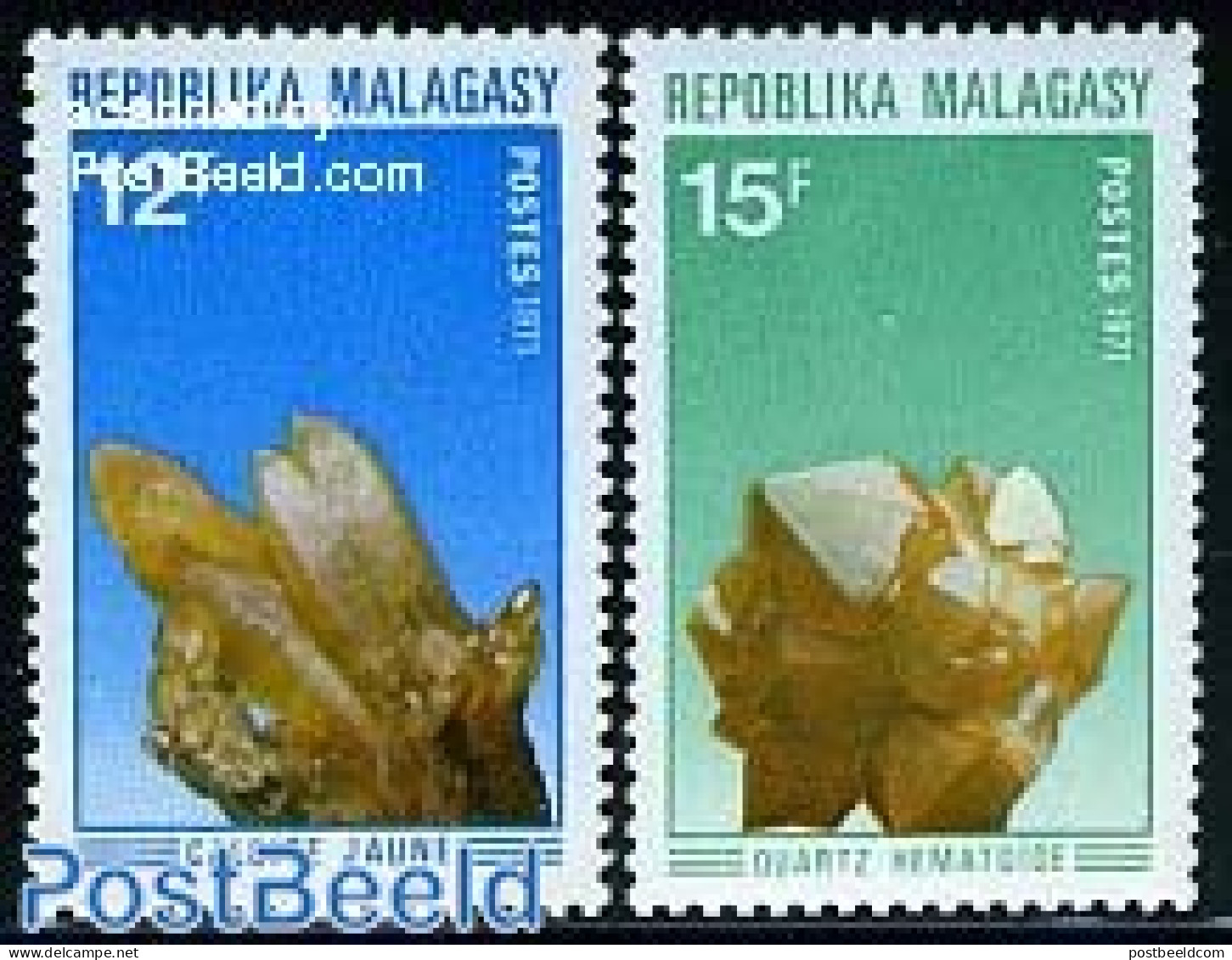 Madagascar 1971 Gemstones 2v, Mint NH, History - Geology - Other & Unclassified