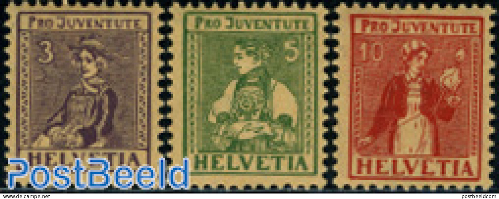 Switzerland 1917 Pro Juventute 3v, Unused (hinged), Various - Costumes - Neufs