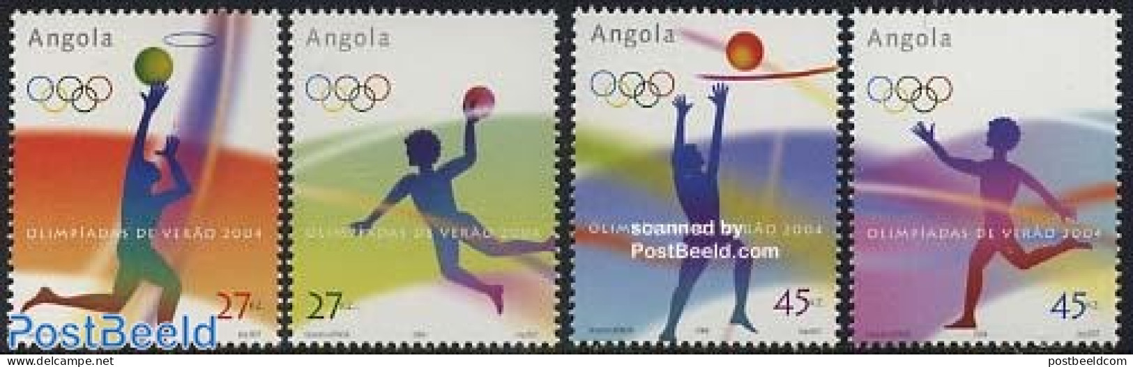 Angola 2004 Olympic Games 4v, Mint NH, Sport - Basketball - Handball - Olympic Games - Volleyball - Pallacanestro