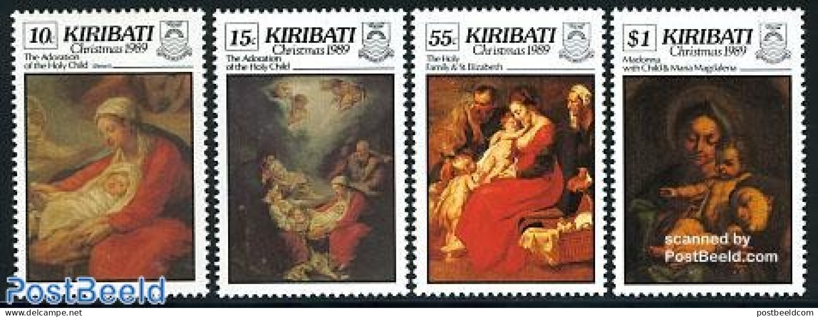 Kiribati 1989 Christmas 4v, Mint NH, Religion - Christmas - Art - Paintings - Rubens - Navidad