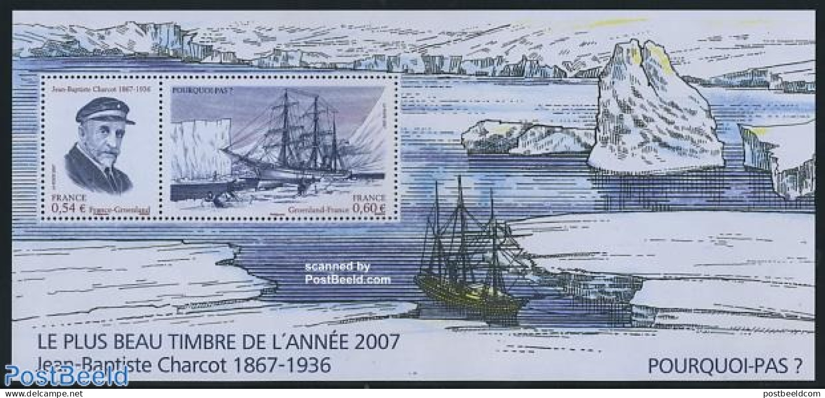 France 2007 Charcot Special S/s, Most Beautiful 2007 Stamp, Mint NH, History - Science - Transport - Various - Explore.. - Ongebruikt